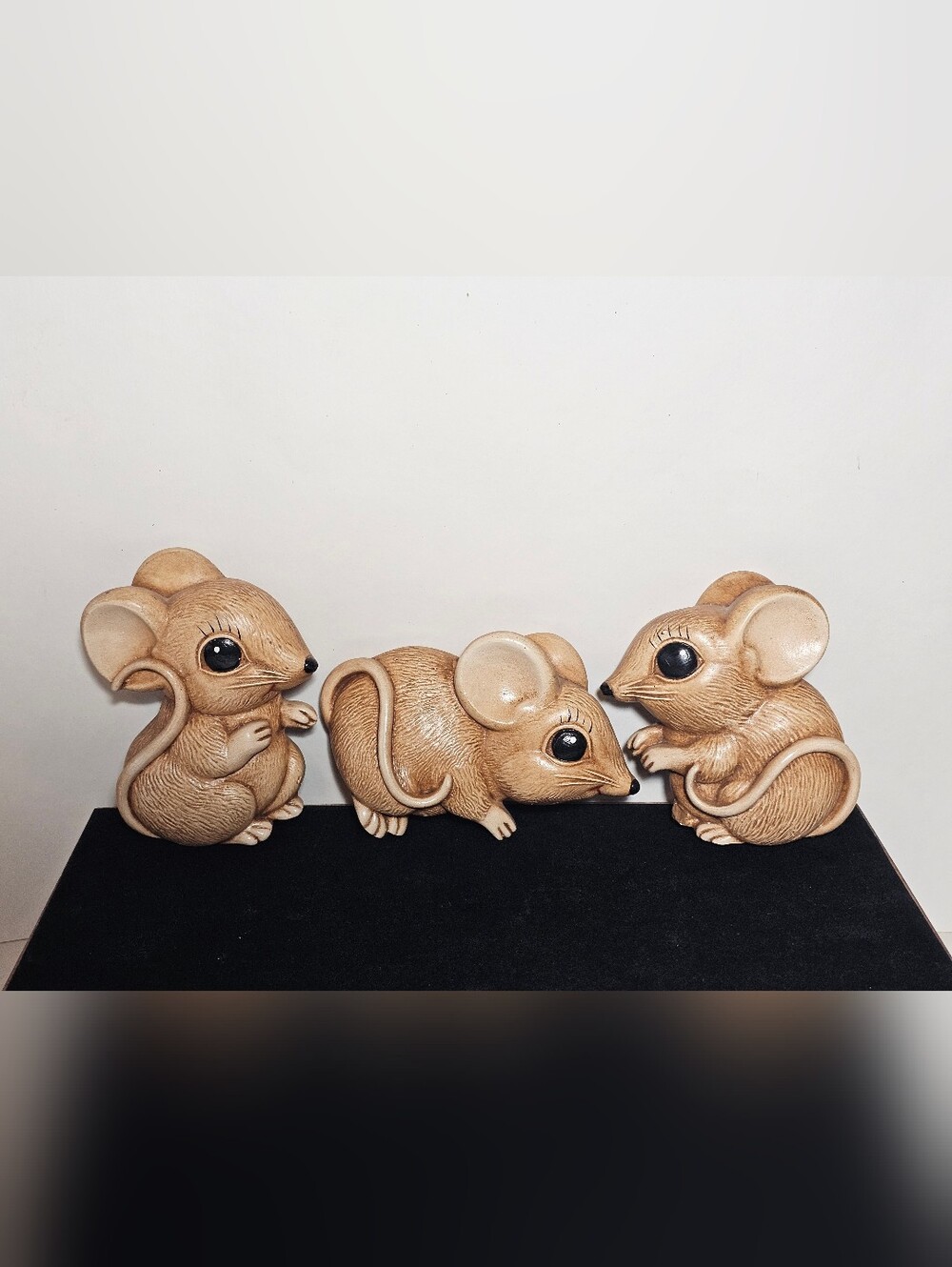 1983 Miller Studio Set of 3 Plaster Chalkware Brown Mouse Mice Retro Wall Decor